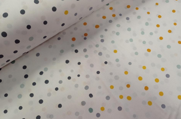 Těhotenský polštář nepravidelné puntíky žluto-mint šedé 