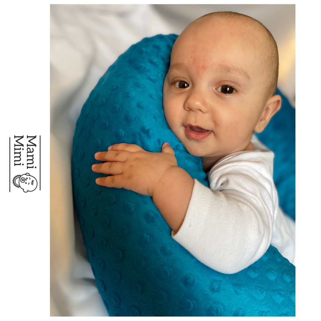 Těhotenský polštář minky petrolejová