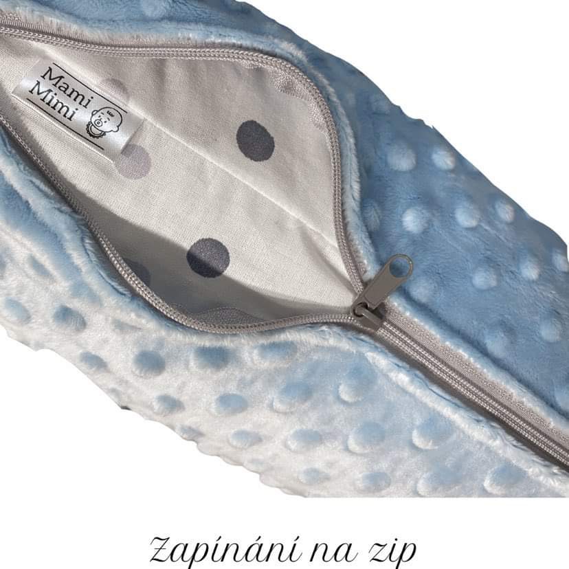 Těhotenský polštář minky sv. modrý se zipem