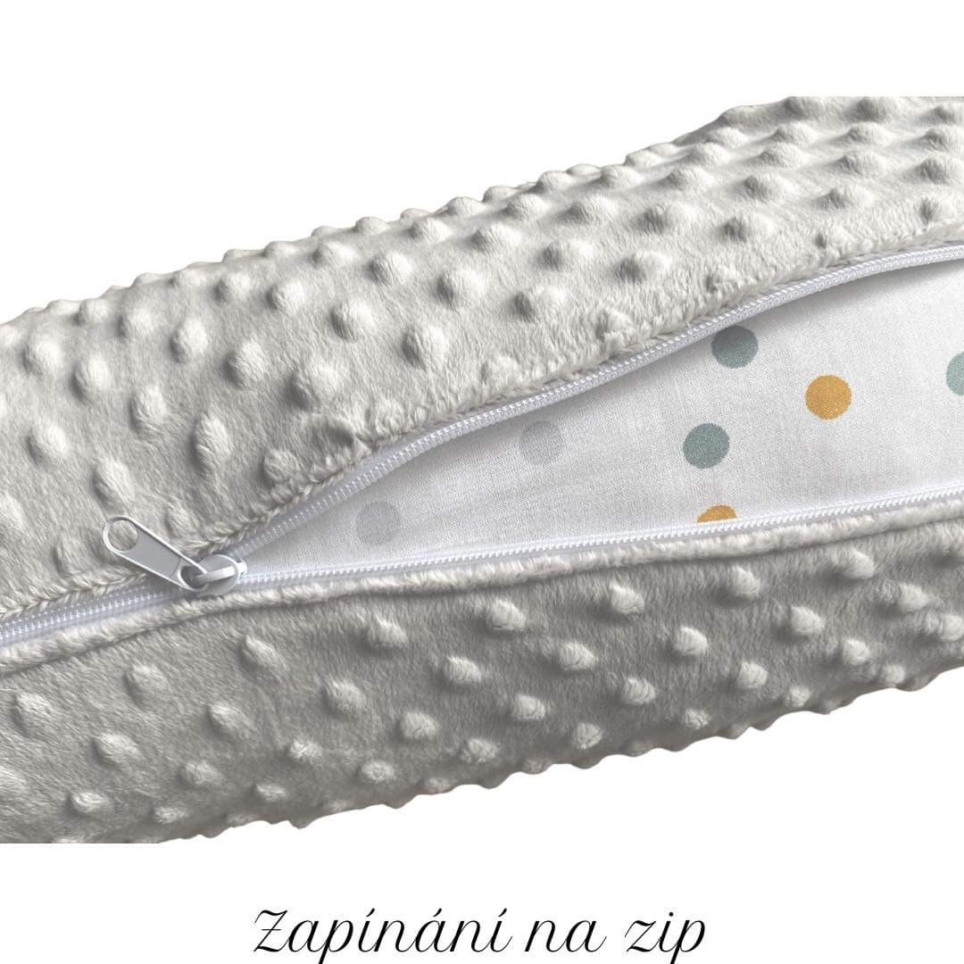 Těhotenský polštář minky stříbrná se zipem