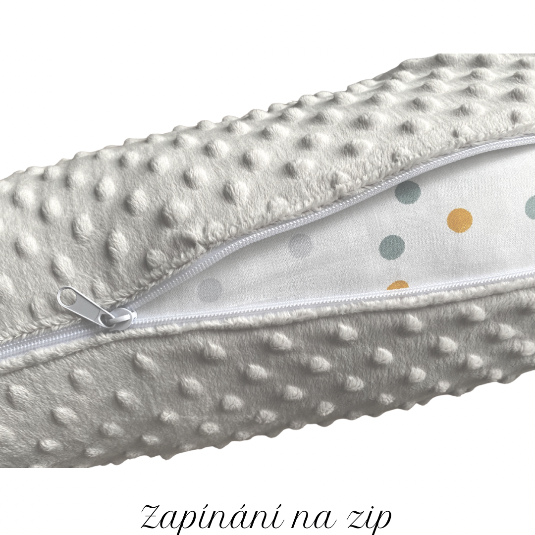 Těhotenský polštář minky sv. šedý se zipem