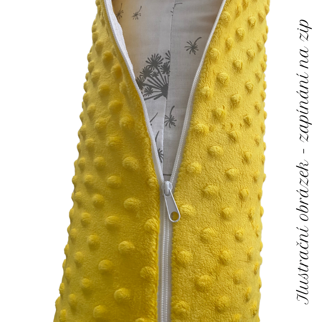 Těhotenský polštář minky žlutý se zipem