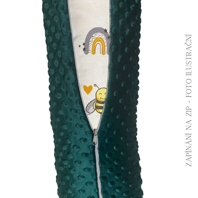 Těhotenský polštář minky tmavě zelená se zipem