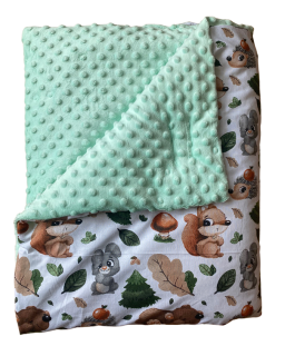 Oboustranná dečka lesní zvířátka na mint