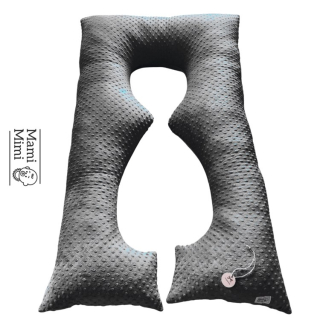 Těhotenský polštář minky tmavě šedá 