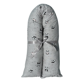 Těhotenský polštář pandy na šedé s růžovou