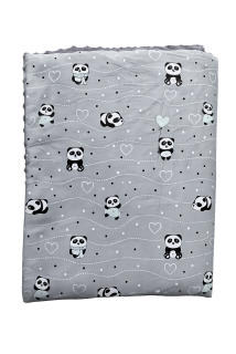 Oboustranná dečka pandy na šedé s mint
