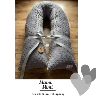 Těhotenský polštář minky šedá